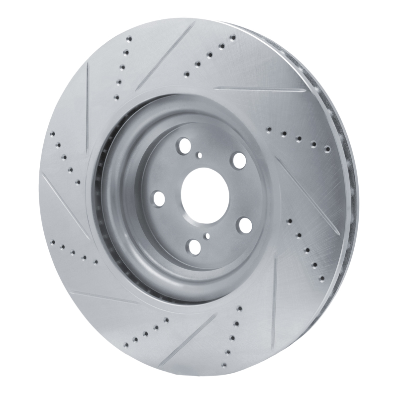 Lexus LS460 Brake Rotor (1) - Left Front - R1 Concepts - Drilled & Slotted - Silver - `10-`17